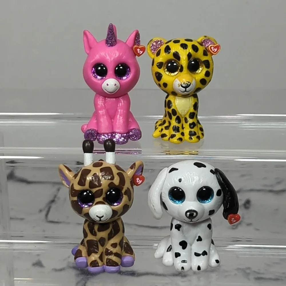 Ty Mini Boos Figures Lot of 4‎ Unicorn Cheetah Dalmatian Giraffe